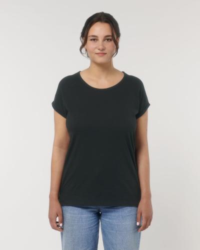 Achat Stella Rounder Slub - Le T-shirt slub femme bas de manche replié - Black