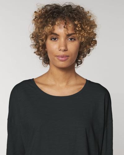 Achat Stella Waver Slub - Le T-shirt manches 3/4 femme à emmanchure descendue - Black