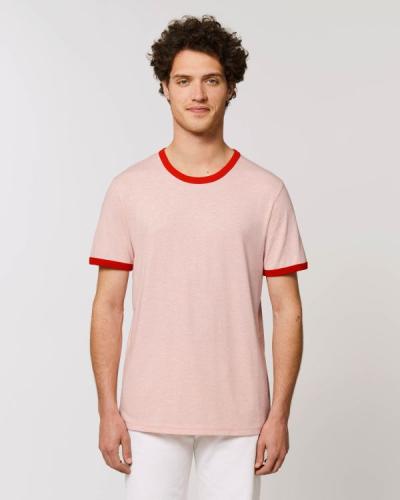 Achat Ringer - Le T-shirt bords contrastés unisexe - Cream Heather Pink/Bright Red