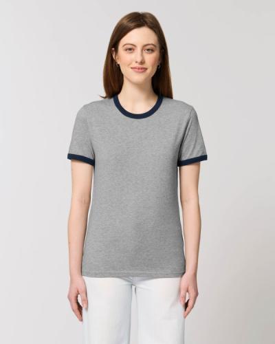 Achat Ringer - Le T-shirt bords contrastés unisexe - Heather Grey/French Navy