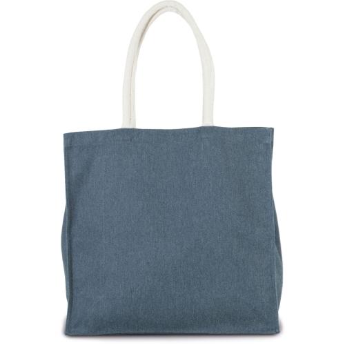 Grand sac shopping en polycoton - bleu iris chiné