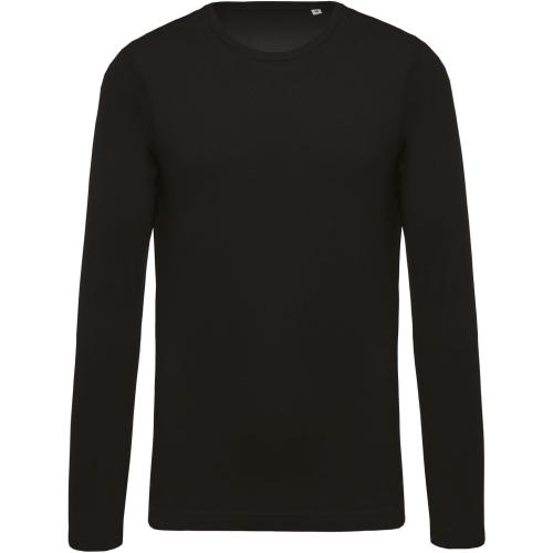 Achat T-shirt coton BIO col rond manches longues homme - noir