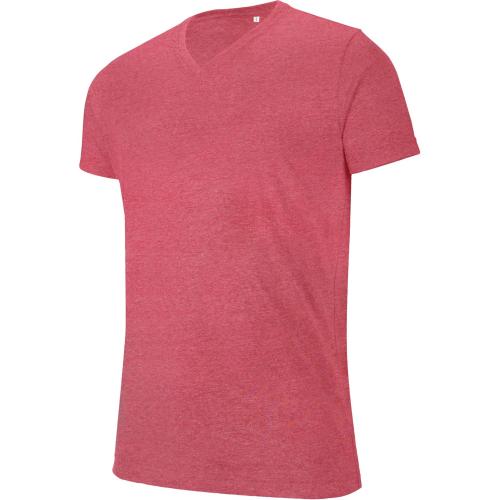 Achat T-shirt col V manches courtes "mélange" - rouge chiné