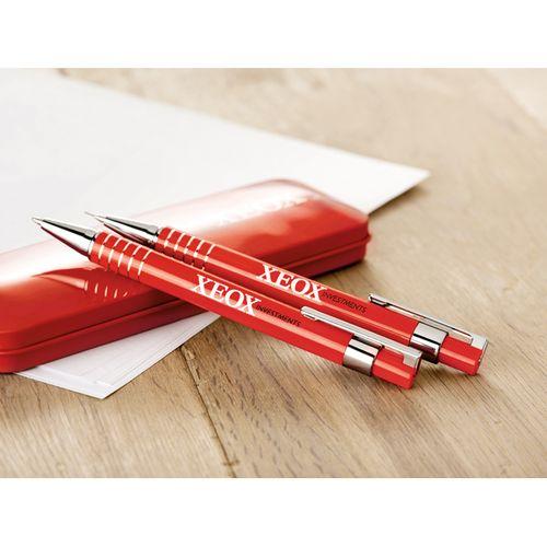 Achat Set stylo bille étui métal - rouge